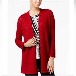 ALFANI Open Front Cardigan with Metallic Shimmer